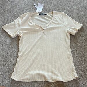 Cream Ribbed Women's Top size medium